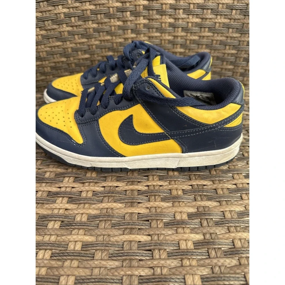Nike Dunk Low (GS) Leather Sneaker Blue/yellow Kids 6.5Y Lace Up CW1590-103